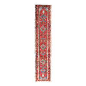 Antique Persian Long Persian Serapi Runner in Wool With Medallion Design 2'9 X 14'5