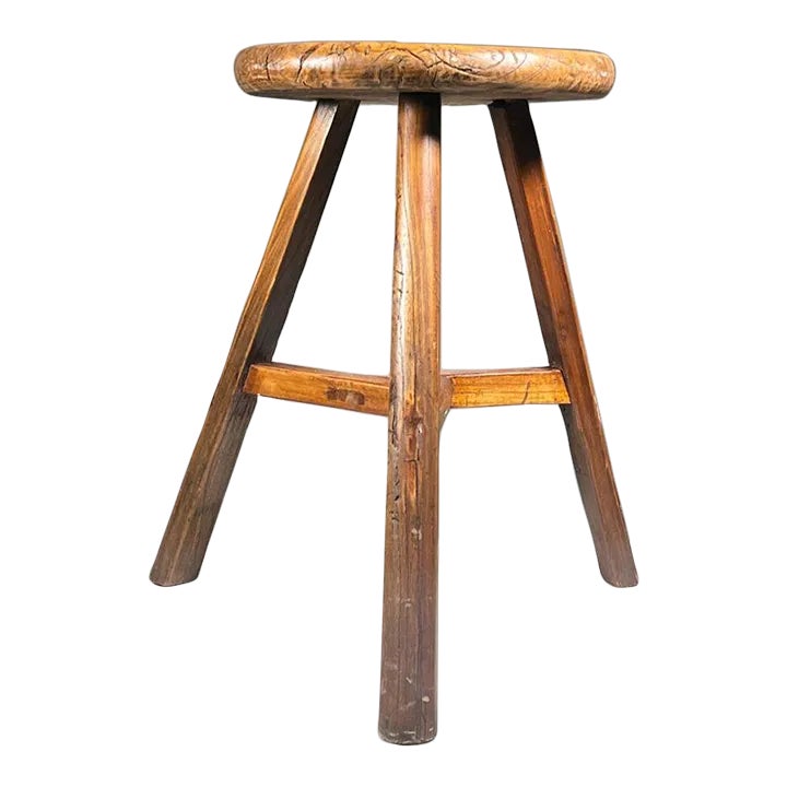 19th Century Antique Chinese Tripodal Wooden Stool | Chairish