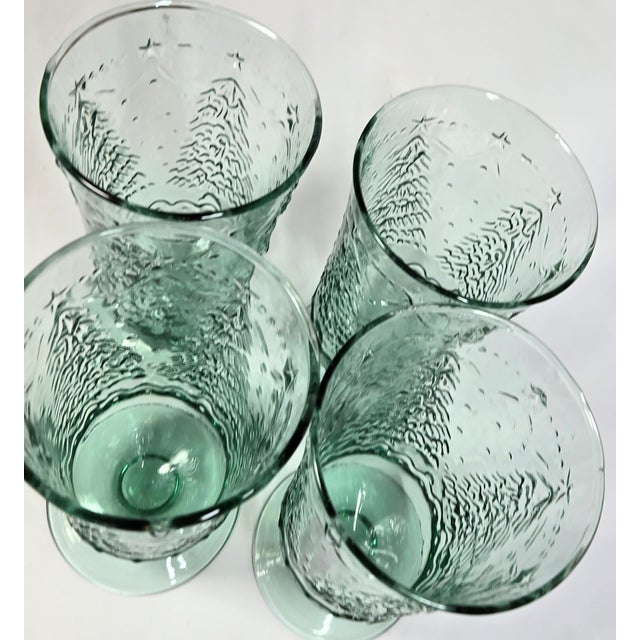 Green Christmas Tree Glasses- Set of Four For Sale - Image 4 of 8