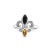 .925 Sterling Silver Black Onyx and Yellow Citrine Marquise and Diamond Accent Fleur De Lis Ring (H-I Color, SI1-SI2 Clarity) - Size 8 For Sale