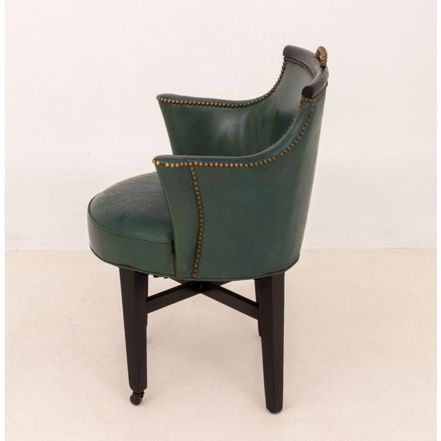 Dark Green Regency Style Upholstered Ebonized Armchair For Sale - Image 8 of 9
