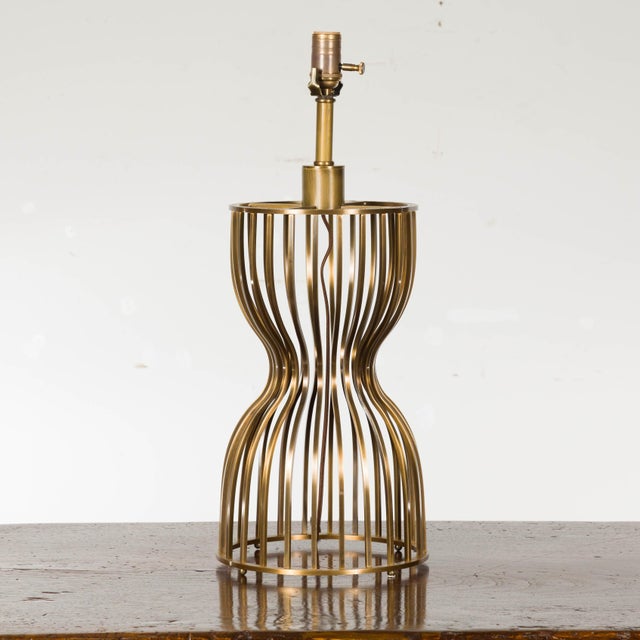 Brass Mid 20th Century Italian Brass Hourglass Shaped Single Light Lamp, US Wired For Sale - Image 8 of 12