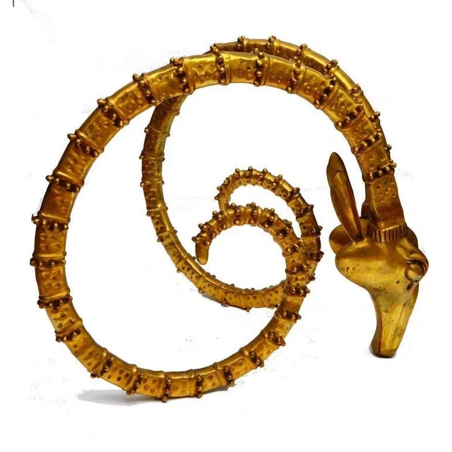 French Pair Alain Chervet Style Ram's Head Table Bases For Sale - Image 3 of 7