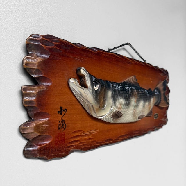Mid-Century Modern Japanese Salmon Wall Relief, 1970s For Sale - Image 3 of 11