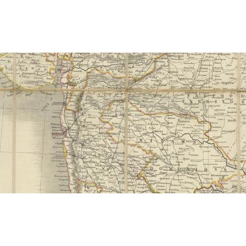 Johnstons Travelling Map of India on Linen in Original Cloth, 1857 For Sale - Image 4 of 14
