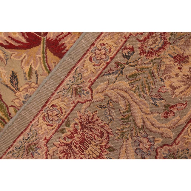 Textile Shabby Chic Floral 1990's Pak-Persian Green/Red Wool Rug - 6'1'' X 9'5'' For Sale - Image 7 of 9