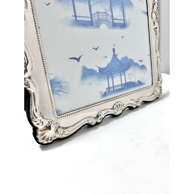 Vintage Towle Silverplate Ribbon & Garland Picture Frames – Set of 2 Neoclassical Tabletop Frames For Sale - Image 12 of 13