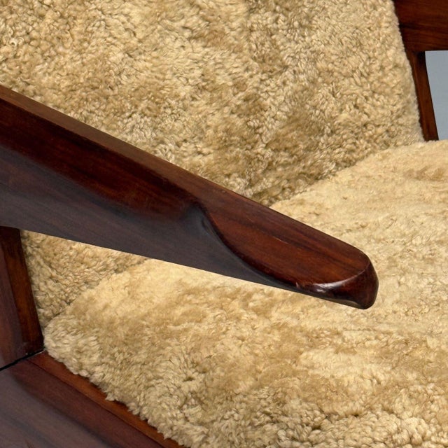 Auburn Vittorio Dassi Attr, Italian Mid-Century Modern Armchair, Honey Shearling, 1950s For Sale - Image 8 of 10