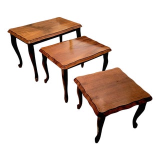 French Nesting Tables in Nutwood, 1950s, Set of 3 For Sale