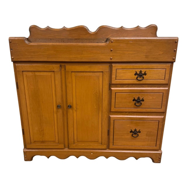 Vintage Colonial Revival Oak Dry Sink Washstand Cabinet For Sale