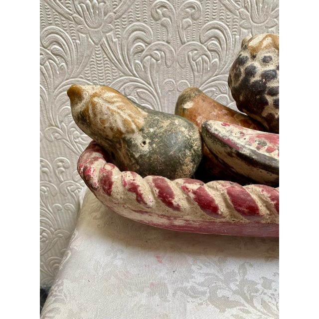 Ceramic Large Mid-Century Hand Painted Fall Colors Braided Bowl Vegetable Fruit Centerpiece - 7 Pieces For Sale - Image 7 of 10