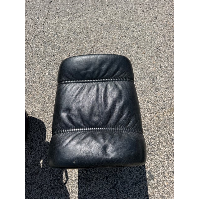 Black Leather Ekornes Stressless Chair & Ottoman For Sale - Image 11 of 12