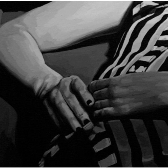 Figurative Laura # 1 by Rebecca Mason Adams | Acrylic on Canvas Portrait of a woman reclining on a couch For Sale - Image 3 of 5