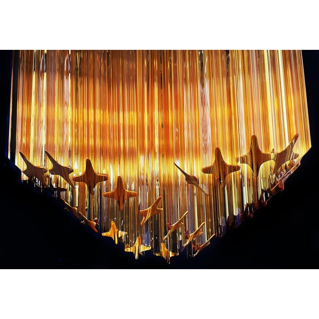 Modern Quadriedri Glass Chandelier with 60 Amber Prism Quadriedri, 1990s For Sale - Image 13 of 18