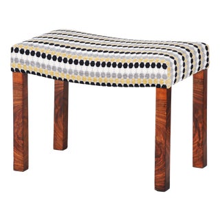 Czech Art Deco Upholstered Walnut Ottoman, 1920s For Sale