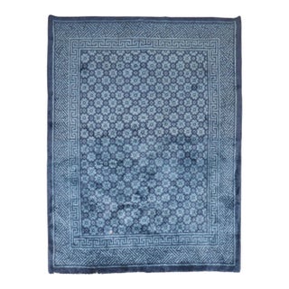 Vintage Blue Tibetan Plush Pile Accent Size Rug - 5'4" x 7'3" For Sale