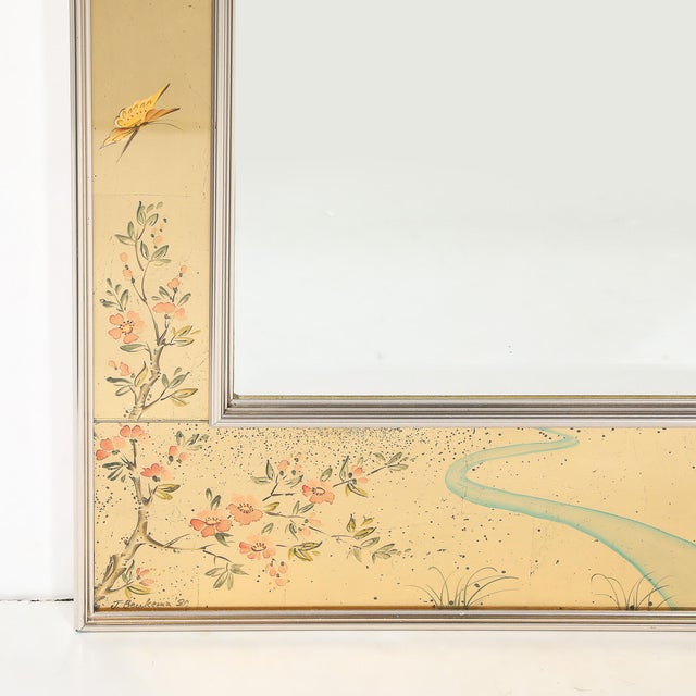 Mid-Century Gilt Eglomise Chinoiserie Narrative Border Mirror Signed J Beukema For Sale In New York - Image 6 of 14