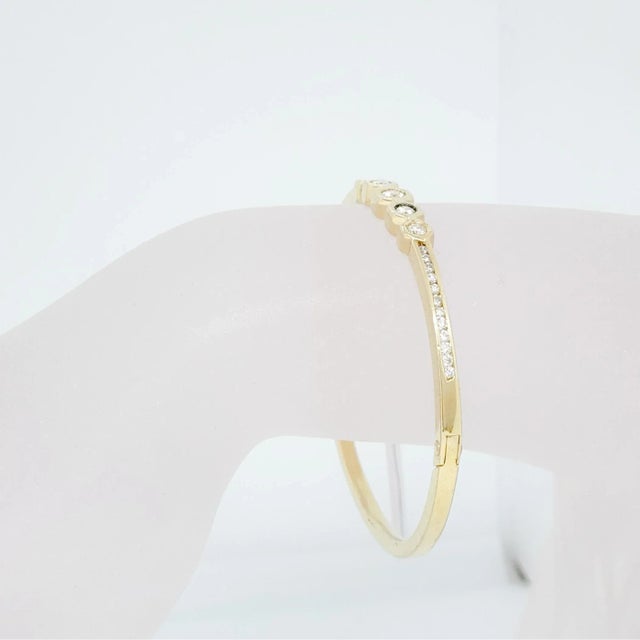 Early 21st Century White Diamond and 14k Yellow Gold Bangle For Sale - Image 5 of 6