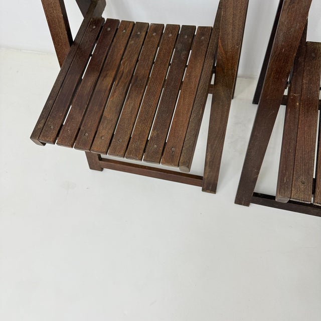 Vintage Wooden Folding Chairs by Aldo Jacober for Alberto Bazzani, 1960s, Set of 3 For Sale - Image 9 of 18