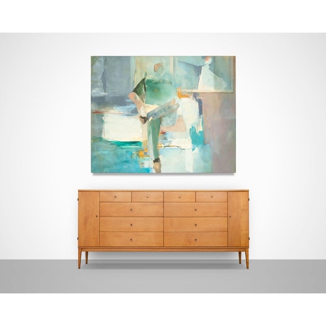 Large 5' X 6' Vintage Abstract Painting by E. Hyman For Sale - Image 9 of 9