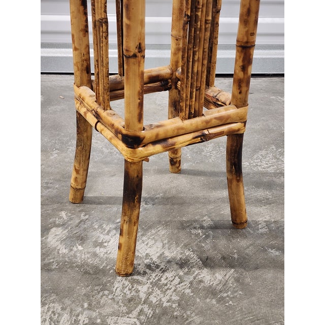Vintage Mid-Century Bamboo Tortoise Shell Plant Stand For Sale In New York - Image 6 of 9