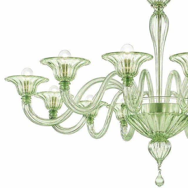 Modern rigadin murano glass chandelier by simoeng, in exhibition piece conditions. Designed from 2000 up to 250v...
