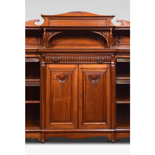 Large Antique Walnut Breakfront Bookcase For Sale - Image 10 of 13