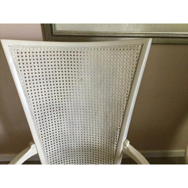 Cream Mid 20th Century Louis XVI Style Painted and Upholstered Cane Back Chairs - Set of 2 For Sale - Image 8 of 13