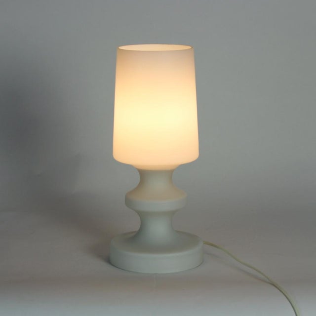 1960s White Opaline Glass Table Lamp in Chessman Design by Stefan Tabery for Opp Jihlava, 1960s For Sale - Image 5 of 8