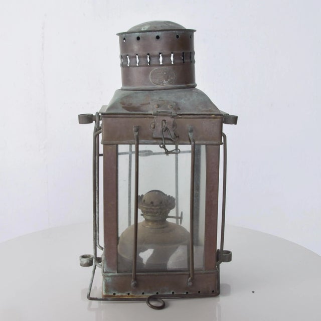 1960s Neptune N R Industrial Brass Ship Lantern For Sale - Image 4 of 8