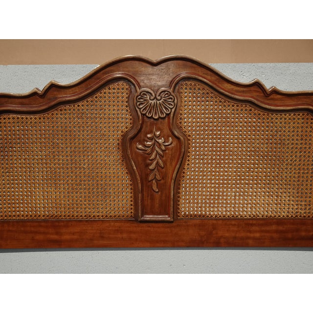 1970s Vintage Drexel Heritage French Provincial Louis XV Cane King Headboard For Sale - Image 5 of 17