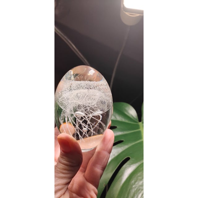 Murano vintage hand blown clear jellyfish paperweight,glows under a black light.perfect condition