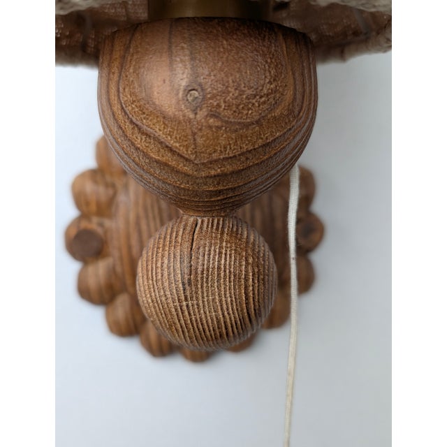 Swedish Carved Pine Wall Sconces with Jute Shades, 1970s, Set of 2 For Sale - Image 15 of 16