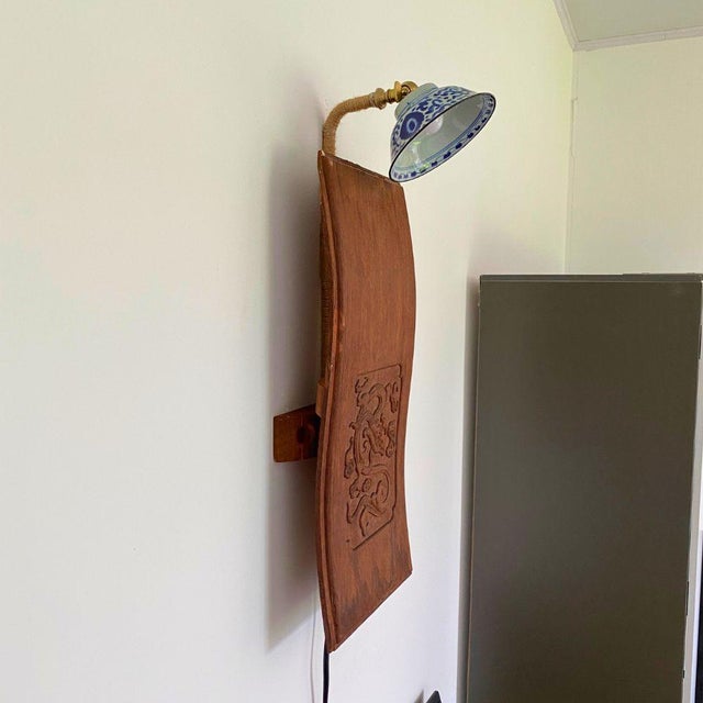 1920s Chinese Republic-Era Porcelain Hanging Wall Lamp — Hemp Rope Suspension For Sale - Image 10 of 10