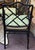 Black Mid Century Chinese Chippendale Chairs With Quadrille Fabric Cushions, a Pair For Sale - Image 8 of 11