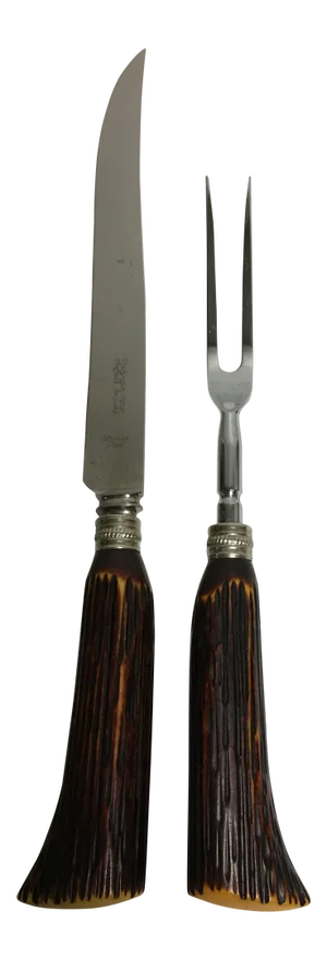English Bakelite Horn Carving Set - A Pair