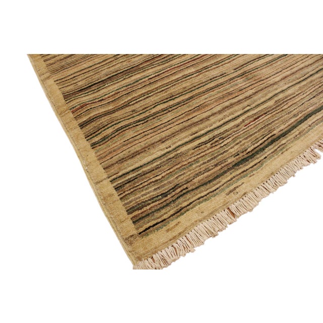 Boho Chic Gabbeh Beige/Green Wool Rug - 3'0'' X 4'9'' For Sale - Image 4 of 10
