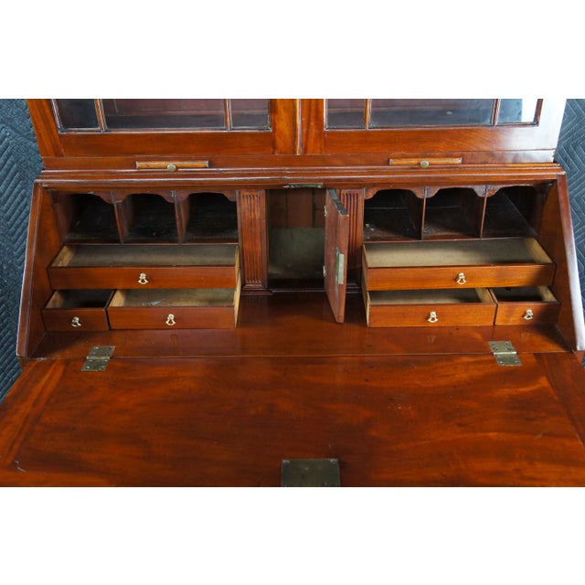 Antique Late 18th Century George III Mahogany Bureau Secretary Desk & Bookcase For Sale - Image 10 of 18