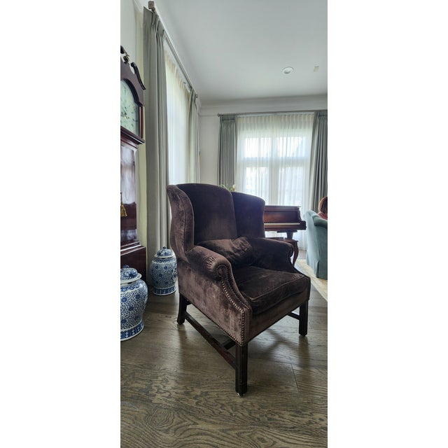 Chippendale Style Mahogany Framed Wing Chair For Sale - Image 4 of 6