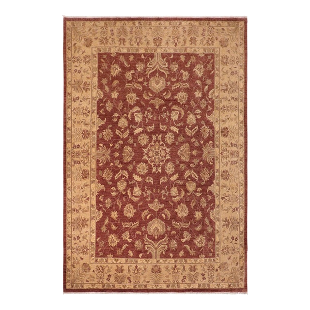Oriental Ziegler Brown Tan Hand-Knotted Wool Rug - 10'0'' X 13'8'' For Sale