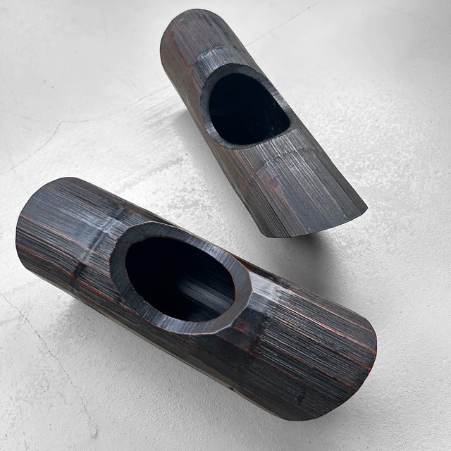 Vintage Bamboo Ikebana Vases, Japan, 1960s, Set of 2 For Sale - Image 4 of 17