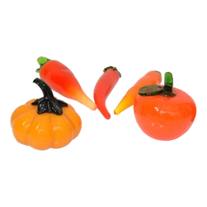 1980 Blown Murano Style Art Glass Set 5 Fruit and Vegetables Italy Mid-Century Modern