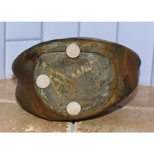 1970s 1970s Raku Fired Studio Pottery Decorative Art Vessel Organic Modern Earthenware For Sale - Image 5 of 7