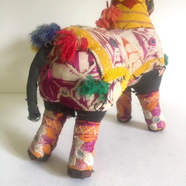 Vintage Mid Century Indian Rajasthan Multicolor Patchwork Fabric Horse Figurine For Sale - Image 10 of 11