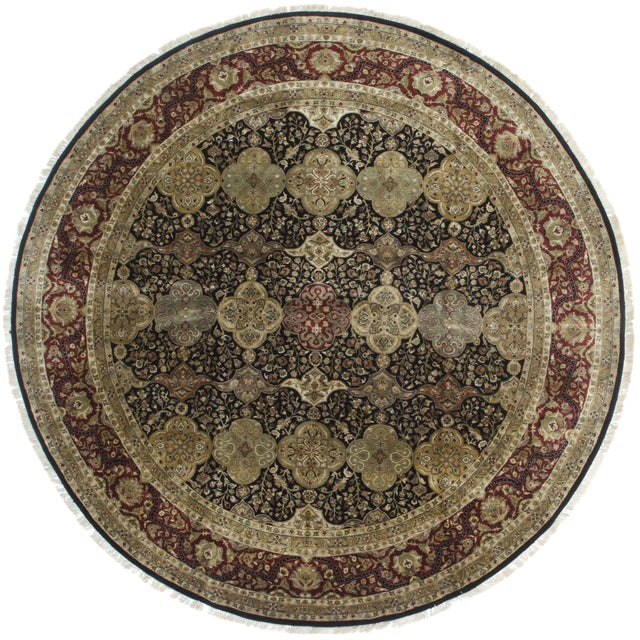 Vintage Hand Knotted Wool Round Indian Rug 9′ × 9′ Chairish