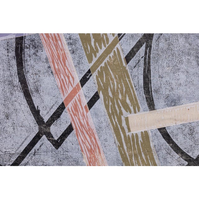 1980s Clinton Hill Signed 1988 Abstract Geometric Postmodern Monotype Framed For Sale - Image 5 of 6