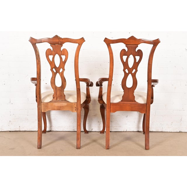 Thomasville Georgian Carved Mahogany Armchairs, Pair For Sale - Image 9 of 12