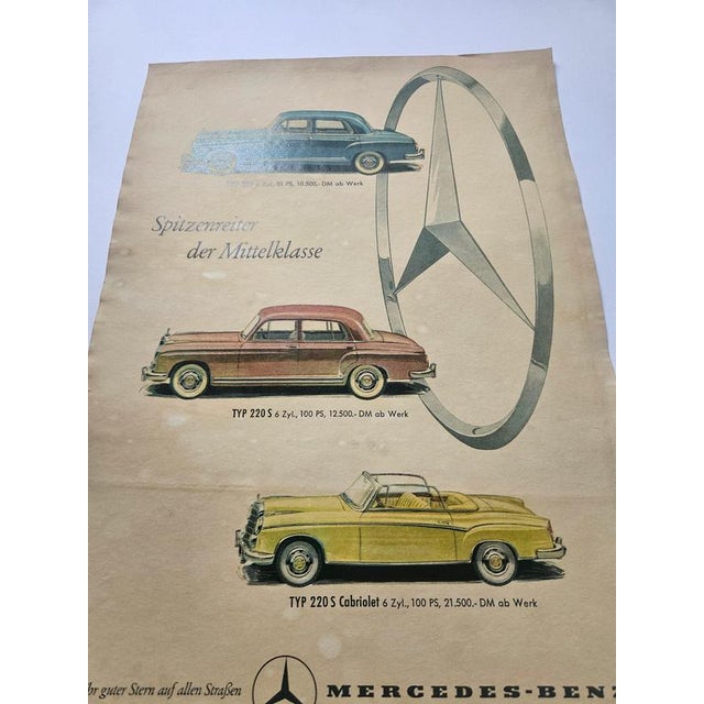 1930s Art Deco Mercedes Benz Automobile Advertising Poster, 1930s For Sale - Image 5 of 9