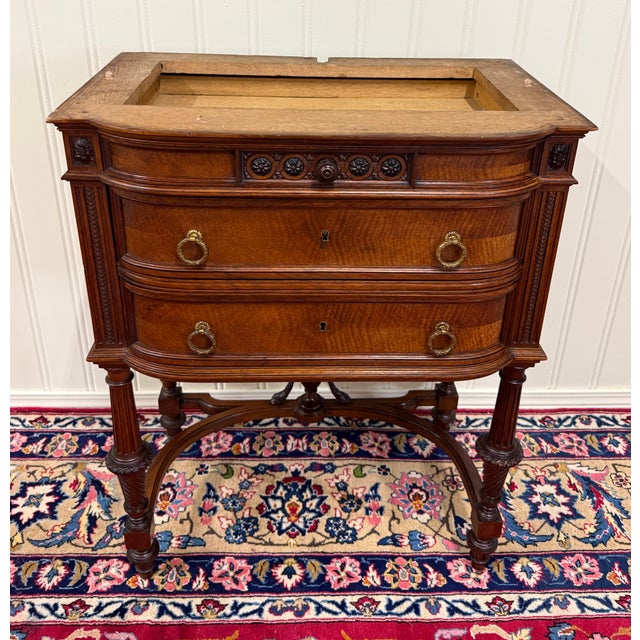 Antique French Louis XVI Style Marble Top Chest Side End Table Walnut c.1920s-30 For Sale - Image 18 of 18