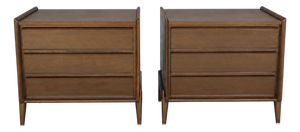 Mid Century Modern Walnut Nightstands. - Pair
